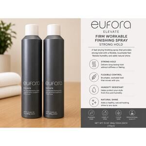 Eufora Elevate Firm Workable Finishing Spray 10oz 2 Pack Strong Hold